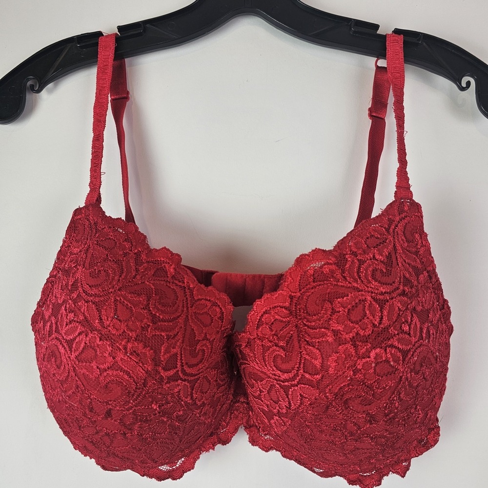 Smart & Sexy Push Up Bra 38D Red Lace Padded Cup Underwire